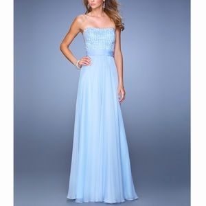 La Femme Strapless Pale Blue Dress, Size 2